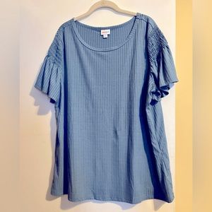 Lularoe Stephanie Smocked Sleeve Tee XL